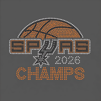 Transferts en cristal de verre carrés personnalisés, logo de l'équipe de basket-ball des San Antonio Spurs, strass thermocollants pour vêtements