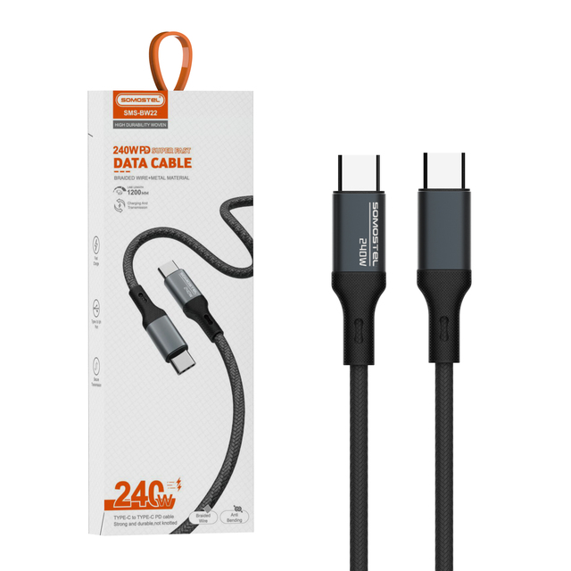SOMOSTEL SMS-BW22 4ft/1.2m for Iphone PD Fast Charging Charger Data Cable Type-c Metal Case Usb Cable Tipo c Cabo Al Por Mayor