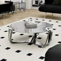 Table basse de style italien, design de luxe léger, électroplaquée, creuse, avec structure en acier inoxydable, pour chambre d'hôtes et salon