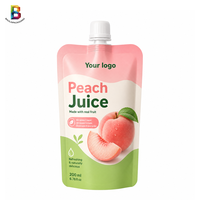 Pochette d'emballage personnalisée imprimée pour boissons, 120 ml, pour jus de fruits, boissons pour enfants, yaourt, avec bec verseur, format stand-up