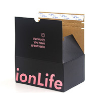 Boîte d'expédition en carton ondulé kraft écologique sans plastique avec bande de déchirement en zigzag