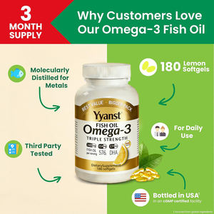 Capsules de haute qualité d'oméga-3, d'huile de poisson, d'EPA et de DHA pour soutenir la santé du cerveau, des articulations, de la peau et des cheveux. - Product Image 3