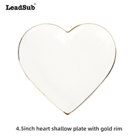 Plateau à bijoux en porcelaine blanche miniature personnalisé en forme de cœur de 4,5 pouces, sublimation DIY, logo couleur personnalisé, décoration moderne pour la maison, Trincket