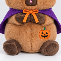 Peluche Capybara Mignonne Personnalisée pour Halloween, avec Chapeau de Sorcière et Broderie Citrouille, en Polyester Durable et Doux, Faite à la Main, pour Décoration