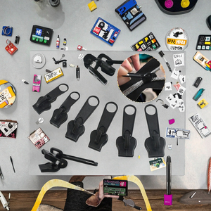 Glissière de fermeture éclair en plastique écologique pour remplacement des fermetures éclair cassées sur vêtements et accessoires, noir - Product Image 1