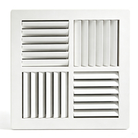 Diffuseur de plafond carré en aluminium CDSD commercial à 4 voies avec noyau amovible et lames réglables pour systèmes d'alimentation en air CVC