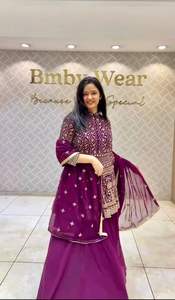 ชุดเสื้อและกางเกงปาลาซโซสไตล์อินเดีย-ปากีสถาน คุณภาพสูง พร้อมสวมใส่ พร้อมผ้าคลุมไหล่ ปักลายอย่างดี ราคาคุ้มค่า - Product Image 6