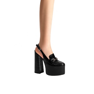 Zapatos de Tacón Plataforma Personalizables para Mujer, Estilo Mocasín, Tacón Grueso, Detalle de Horsebit, 13.5cm, Parte Superior de PU, Tendencia de Moda Otoño - Product Image 2