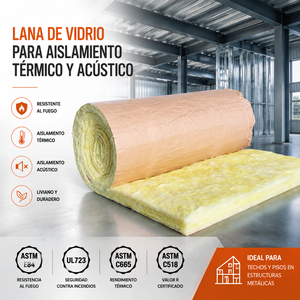 Rouleau de laine de verre haute performance thermique certifié ISO14001 R11 3,5 pouces avec isolation Kraft United - Product Image 1