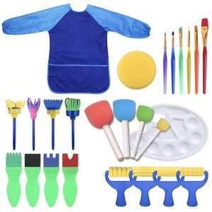 Kit de tampons et pinceaux éponge DIY personnalisés pour enfants, avec manche en plastique et poils en soie, outil de peinture - Product Image 6