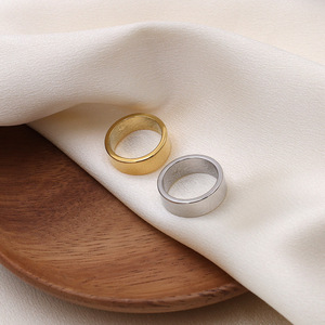 Minimalist Plain Band <b>Titanium</b> Steel <b>Ring</b> 18K Gold Silver Geometric Shape Unisex Everyday Wear - Product Image 1