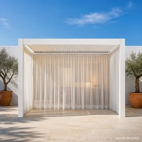 Pergola moderne en aluminium MEIXIN ORLANDO avec toit en verre trempé réglable, écrans latéraux en option et bande LED pour jardin résidentiel