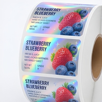 Étiquettes de bouteilles holographiques personnalisées, autocollants adhésifs imperméables en rouleaux pour l'emballage de boissons, jus, café, thé