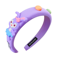 Bando katun versi kartun untuk anak perempuan, aksesori rambut anak warna permen dengan ikat kepala