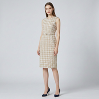 Robe fourreau professionnelle sans manches, tenue de travail formelle, silhouette crayon, élégante, vêtement de bureau, coupe ajustée, chic