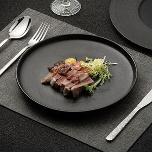 Modern Luxury <b>Ceramic</b> Round <b>Plate</b> Black and White Porcelain Dinner <b>Plates</b> Stoneware Steak <b>Plate</b> for Catering Restaurant - Product Image 1