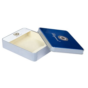 Custom Printed Metal Case Slide Gift Packaging Tin Box Rectangular Square Metal Container Hinged Tin Box With Lid Tin Box