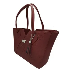 Borsa tote Fana Lorena Chedrn in vera pelle di vacchetta con chiusura aperta con nappina per uso quotidiano in tutte le stagioni - Product Image 3