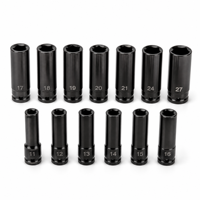 Jeu de douilles à chocs profondes HYTD HY-DXZP 13 pièces, entraînement 1/2 pouce, 11-30 mm, hexagonales, CR-V, phosphate noir, qualité industrielle, OEM, garantie 3 ans