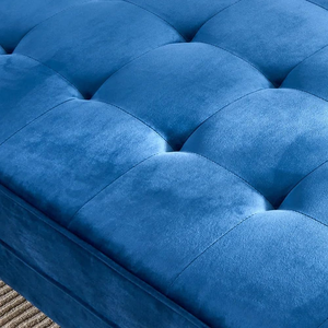 Terciopelo Chaise Lounge, Mid-Century Diseño moderno Chaise Sofa con patas de metal resistente, sofá cama para sala de estar, apartamento, azul - Product Image 5