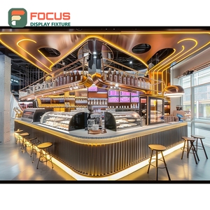 Vitrina Creativa para Café con Puerta de Vidrio en Esquina, Mueble de Madera de Roble para Productos de Panadería, Vitrina para Cafetería - Product Image 5