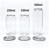 Bouteille transparente en PET pour boissons, canette en plastique transparente pour soda, thé aux bulles, jus, avec couvercle à languette d'ouverture facile en aluminium – Vente en gros