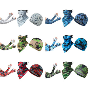 Cycling Arm Sleeves With Face Mask Half Finger Gloves Quick Dry Breathable Ice Silk Unisex Outdoor Protection - Product Image 3