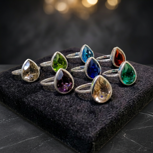 Multi Gemstone Hydro <b>Silver</b> 925 Rings Pear Shape Faceted Stone Handmade Sterling <b>Silver</b> Hydro Rings - Product Image 3