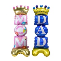 Grande couronne de ballons en aluminium pour maman et papa debout Pack de cartes individuelles Ballons à l'hélium pour décoration de fête des pères et des mères