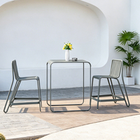 Table de bar rectangulaire commerciale en aluminium, table haute étroite pour balcon ou fenêtre, combinaison table et chaises de café
