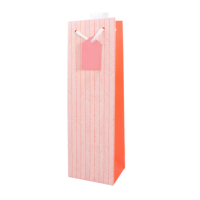Sacs en papier réutilisables personnalisés biodégradables et recyclables imprimés à rayures, sacs en papier pour bouteilles de vin, poignée en cordon PP