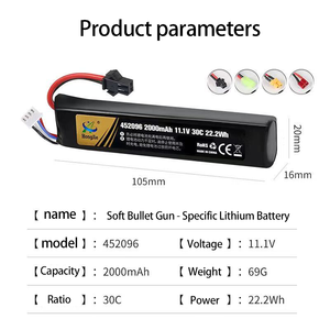 TERANTY 11.1V Caoutchouc Lipo Batterie 2500mAh 2800mAh 30C 3S Mousse Matériel pour Airsoft <span class=keywords><strong>BB</strong></span> Air Pistolet Électrique Jouets Pistolet À Eau Pièces - Product Image 3
