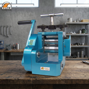 Laminoir manuel en métal Eagle Premium, modèle 64.0423, boîte de vitesses de 3'' (76 mm), facile à utiliser, bleu, pour la fabrication de bijoux et de bracelets - Product Image 2
