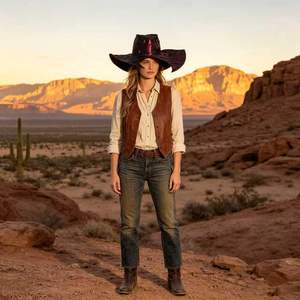 Chapeau de cowboy Dragon Wing bordeaux, embossé brillant, à large bord relevé, taille unique, accessoire de costume style western - Product Image 3