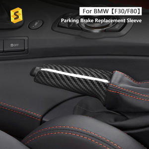 Poignées de <span class=keywords><strong>frein</strong></span> à <span class=keywords><strong>main</strong></span> en Fiber de carbone Shasha couverture <span class=keywords><strong>garniture</strong></span> décorative intérieure de voiture pour BMW E46 E90 E92 F30 F32 F80 - Product Image 2