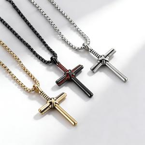 Instagram-worthy <b>baseball</b> <b>bat</b> cross necklace, yunnique softball-themed niche design trendy pendant, titanium steel - Product Image 1