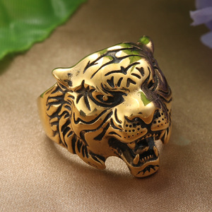 Tiger <b>Ring</b> Men's Stainless Steel Animal Shape Punk Style Jewelry Gift Silver Black Gold 24007 - Product Image 3
