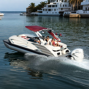 Ponton de luxe en fibre de verre de 27 pieds Bateau Fête de famille Lac Loisirs Yacht <span class=keywords><strong>hors</strong></span>-<span class=keywords><strong>bord</strong></span> Style Ponton à vendre - Product Image 1