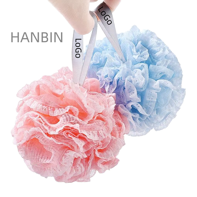 Custom Logo Oval Bath and Shower Sponge Pouf, Minimalist Style Bath Tool, with Mesh Scrub Towel and Foam Bath Ball
