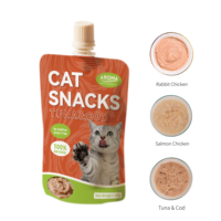Produits naturels, nourriture humide pour chat 100% naturelle, saveur thon et morue, sachets de friandises pour chat, mousse 90g, friandises pour animaux de compagnie