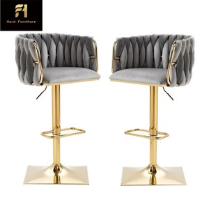 Tabourets de bar de <span class=keywords><strong>cuisine</strong></span> de luxe modernes or vert <span class=keywords><strong>gris</strong></span> chaise haute pivotante en acier inoxydable pour meubles de bar à la maison - Product Image 3