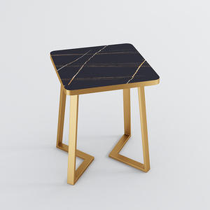 卸売高品質大理石パターン合板デスクトップコーヒーショップカフェテーブルゴールデンレッグダイニングテーブルレストラン家具 - Product Image 3