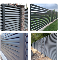 Clôture de cour en alliage d'aluminium résistant aux intempéries, panneaux de clôture horizontaux étroits pour aménagement de clôture extérieure résidentielle