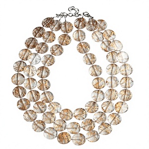 Collier unique de qualité supérieure ANEES HANDICRAFTS en résine transparente multicouche avec perles, motif fantaisie, pour femmes, pour les fêtes, les mariages, la mode - Product Image 1