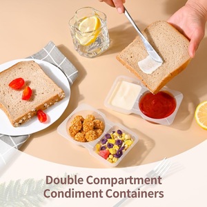 Double Compartment Condiment <b>Container</b> with Lids Disposable Sauce Box for Take-out Sauces Dipping Oil Vinegar Chili Sauce Box - Product Image 4