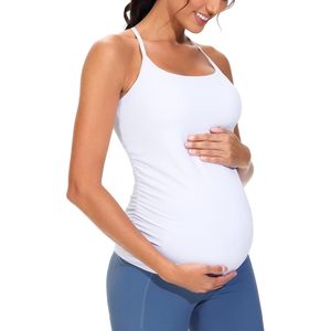 FOXA Débardeur de maternité pour femme, dos nageur, sans manches, pour yoga et entraînement, froncé, respirant, vêtement de grossesse - Product Image 5