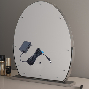 360 °   <span class=keywords><strong>Miroir</strong></span> de maquillage LED ovale rotatif, <span class=keywords><strong>miroir</strong></span> de vanité rechargeable avec cadre métallique pour le maquillage et les soins de la peau sur le bureau - Product Image 5