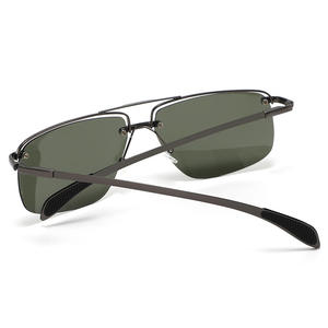 Gafas de Sol Polarizadas Semimontura Cuadradas de Acero Inoxidable para Hombre, Venta al Por Mayor Transfronteriza, Protección UV400, Montura Metálica Negra, Lentes TAC - Product Image 3
