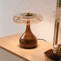 Lampu Meja Kayu Ash Putih Gaya Jepang Abad Pertengahan dengan Kap Lampu Kaca Amber, Dapat Diredupkan, Spektrum Penuh CRI97, Lampu Kamar Tidur Ruang Tamu
