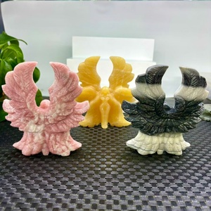Angelo in Cristallo di Giada Zebrata Personalizzato, Artigianato in Cristallo Naturale, Quarzo Curativo, Opale Rosa, Angelo a Sei Ali per Decorazione - Product Image 6
